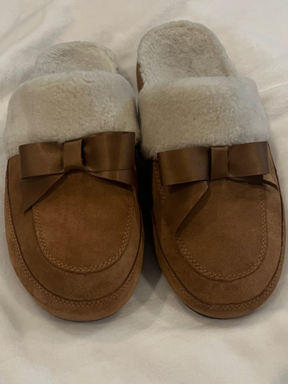 Vionic Nessie Faux-Shearling Bow Slip Brown size 9 - Picture 9 of 9
